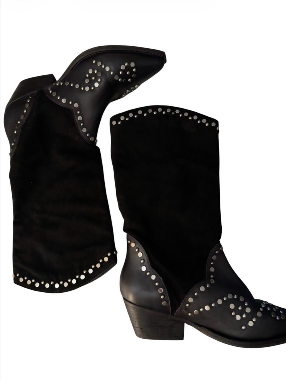 Free People Joelton Studded Western
Boots Black Suede Leather Size 36.5. - Picture 5 of 12